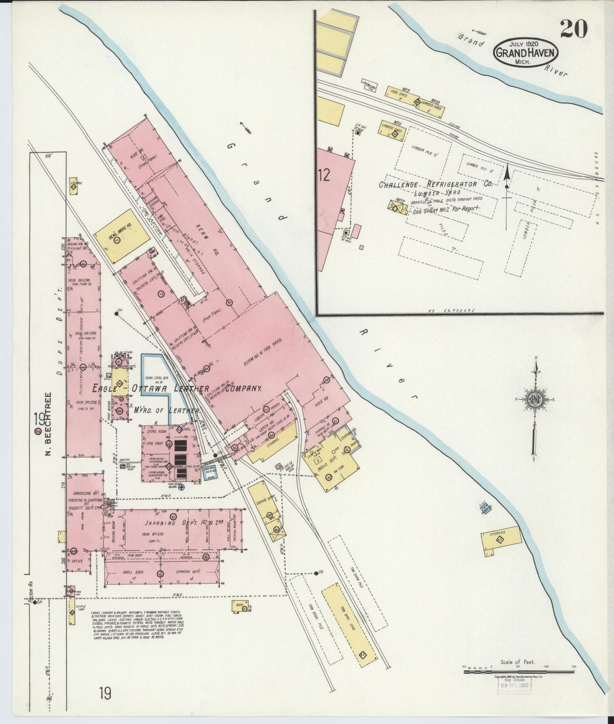 Sanborn Fire Insurance Map from Grand Haven, Ottawa County, Michigan (1920), Sheet #0020 - Historic Sanborn Fire Insurance Map Print, vintage old map wall art, antique decor, genealogy gift, Michigan Michigan map