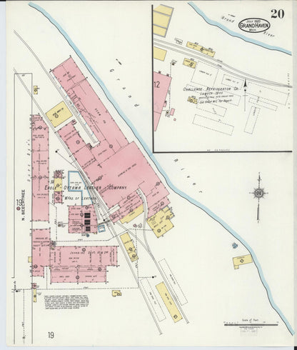 Sanborn Fire Insurance Map from Grand Haven, Ottawa County, Michigan (1920), Sheet #0020 - Historic Sanborn Fire Insurance Map Print, vintage old map wall art, antique decor, genealogy gift, Michigan Michigan map
