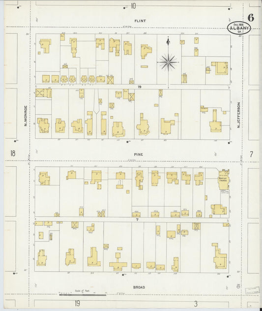 Sanborn Fire Insurance Map from Albany, Dougherty County, Georgia (1905), Sheet #0006 - Historic Sanborn Fire Insurance Map Print, vintage old map wall art, antique decor, genealogy gift, Georgia Georgia map