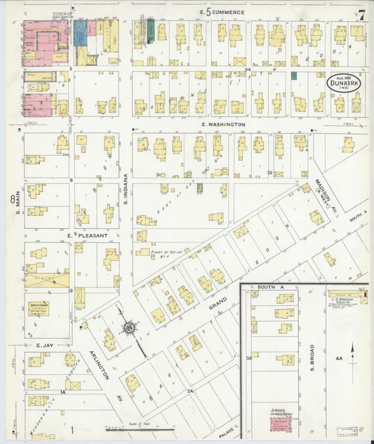 Sanborn Fire Insurance Map from Dunkirk, Jay And Blackford Counties, Indiana (1909), Sheet #0007 - Historic Sanborn Fire Insurance Map Print, vintage old map wall art, antique decor, genealogy gift, Indiana Indiana map