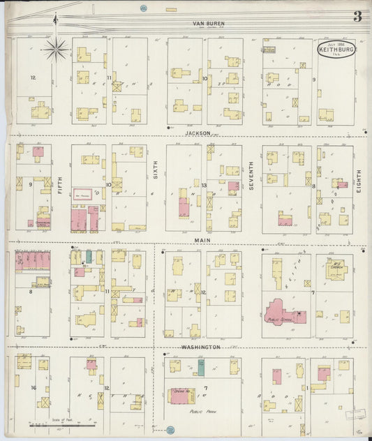 Sanborn Fire Insurance Map from Keithsburg, Mercer County, Illinois (1894), Sheet #0003 - Historic Sanborn Fire Insurance Map Print, vintage old map wall art, antique decor, genealogy gift, Illinois Illinois map