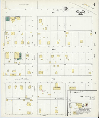 Sanborn Fire Insurance Map from Nowata, Nowata County, Oklahoma (1907), Sheet #0004 - Complete Map Set gallery image, historic Sanborn map, vintage wall art, Oklahoma Oklahoma
