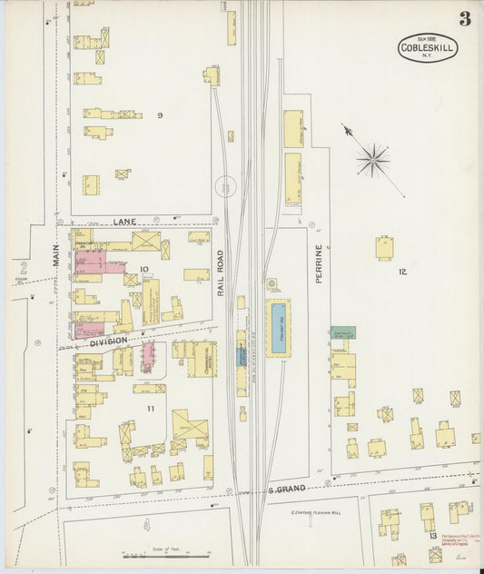 Sanborn Fire Insurance Map from Cobleskill, Schoharie County, New York (1892), Sheet #0003 - Historic Sanborn Fire Insurance Map Print, vintage old map wall art, antique decor, genealogy gift, New York New York map
