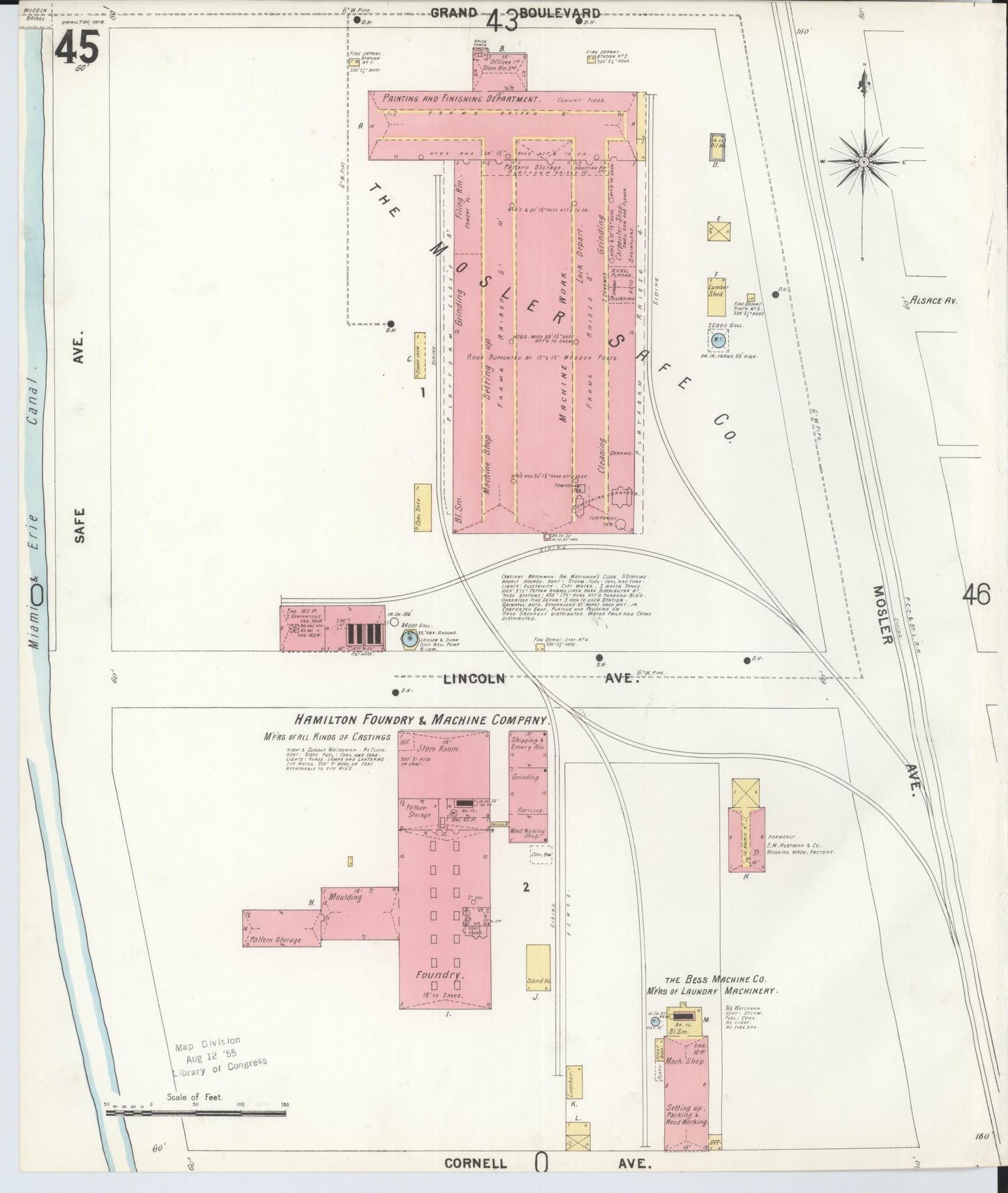 Sanborn Fire Insurance Map from Hamilton, Butler County, Ohio (1899), Sheet #0045 - Historic Sanborn Fire Insurance Map Print, vintage old map wall art, antique decor, genealogy gift, Ohio Ohio map