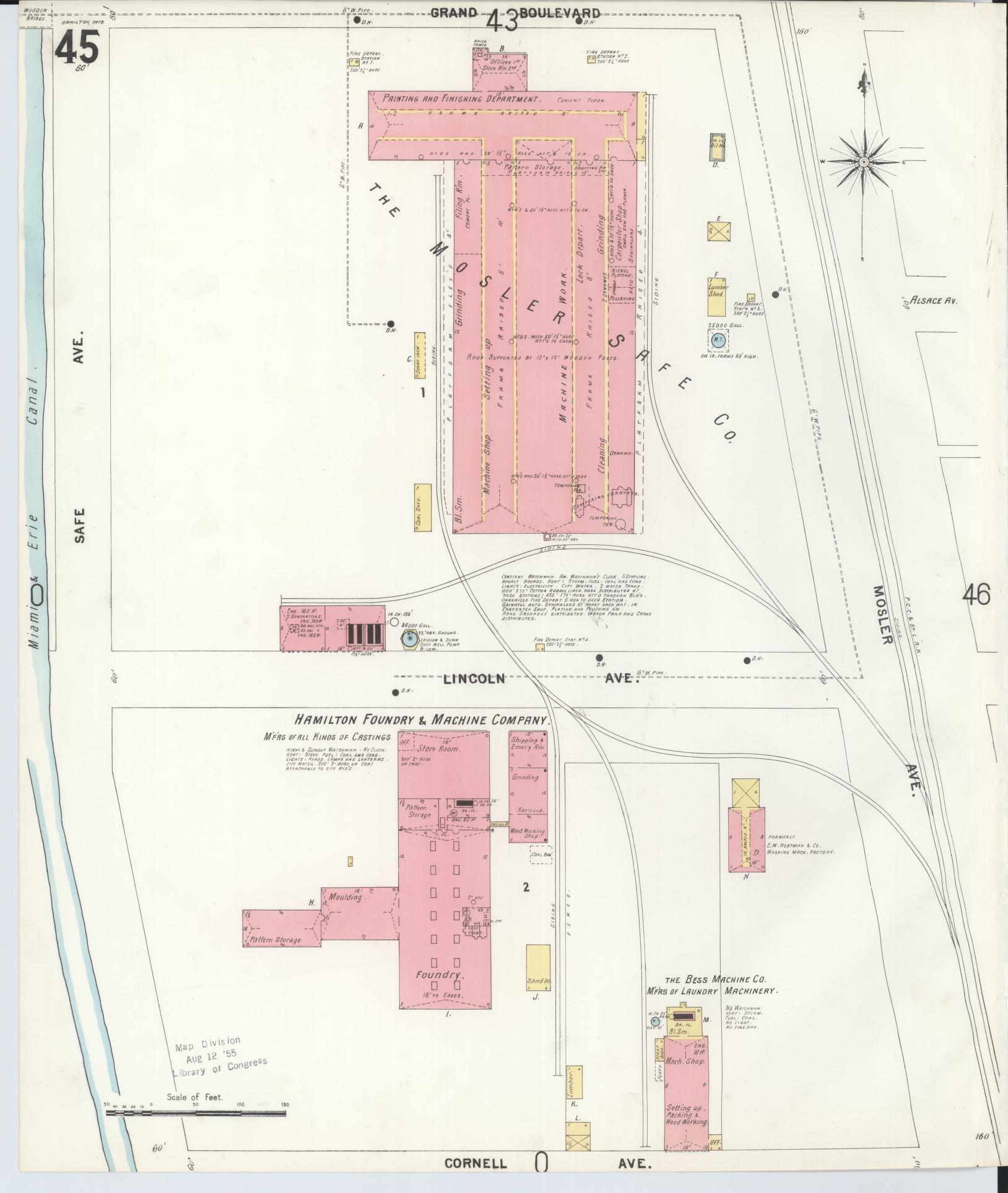 Sanborn Fire Insurance Map from Hamilton, Butler County, Ohio (1899), Sheet #0045 - Historic Sanborn Fire Insurance Map Print, vintage old map wall art, antique decor, genealogy gift, Ohio Ohio map