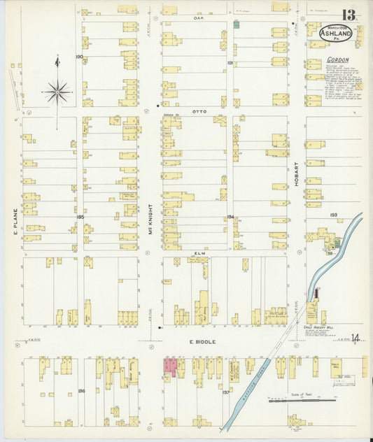 Sanborn Fire Insurance Map from Ashland, Schuylkill County, Pennsylvania (1908), Sheet #0013 - Historic Sanborn Fire Insurance Map Print, vintage old map wall art, antique decor, genealogy gift, Pennsylvania Pennsylvania map