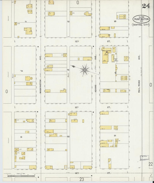 Sanborn Fire Insurance Map from Huntington, Cabell County, West Virginia (1898), Sheet #0024 - Historic Sanborn Fire Insurance Map Print, vintage old map wall art, antique decor, genealogy gift, West Virginia West Virginia map