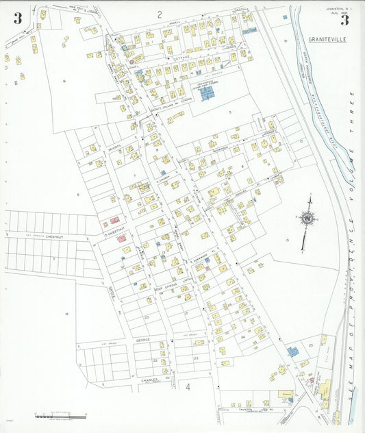 Sanborn Fire Insurance Map from Johnston, Providence County, Rhode Island (1945), Sheet #0003 - Historic Sanborn Fire Insurance Map Print, vintage old map wall art, antique decor, genealogy gift, Rhode Island Rhode Island map