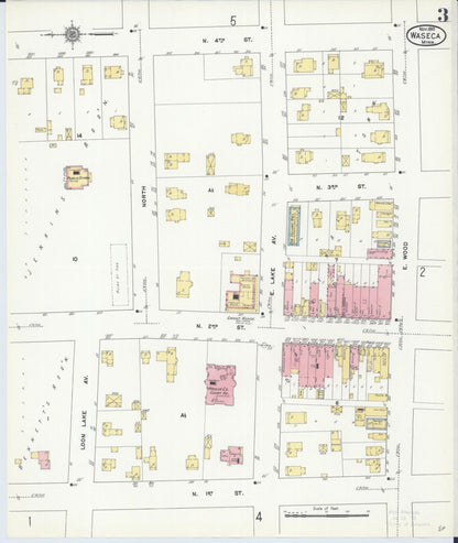 Sanborn Fire Insurance Map from Waseca, Waseca County, Minnesota (1910), Sheet #0003 - Complete Map Set gallery image, historic Sanborn map, vintage wall art, Minnesota Minnesota