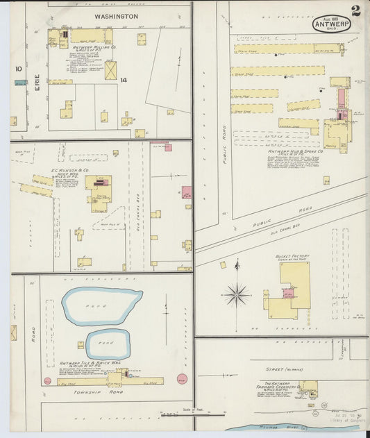 Sanborn Fire Insurance Map from Antwerp, Paulding County, Ohio (1893), Sheet #0002 - Historic Sanborn Fire Insurance Map Print, vintage old map wall art, antique decor, genealogy gift, Ohio Ohio map