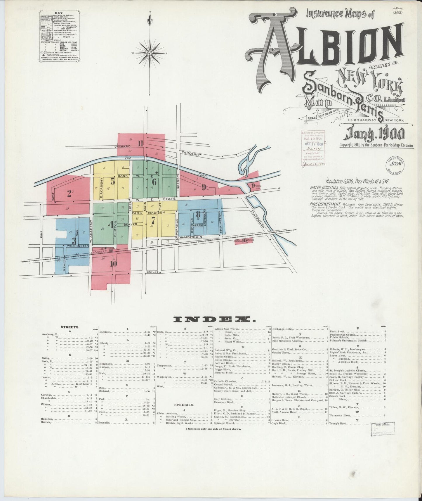 Sanborn Fire Insurance Map from Albion, Orleans County, New York. (1900) – Historic Sanborn Fire Insurance Map Print
