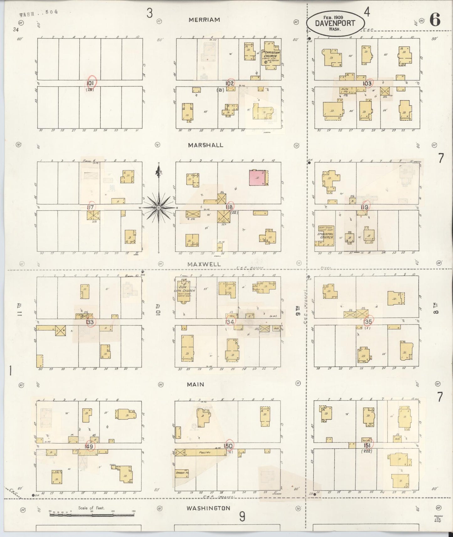 Sanborn Fire Insurance Map from Davenport, Lincoln County, Washington (1930), Sheet #0006 - Complete Map Set gallery image, historic Sanborn map, vintage wall art, Washington Washington