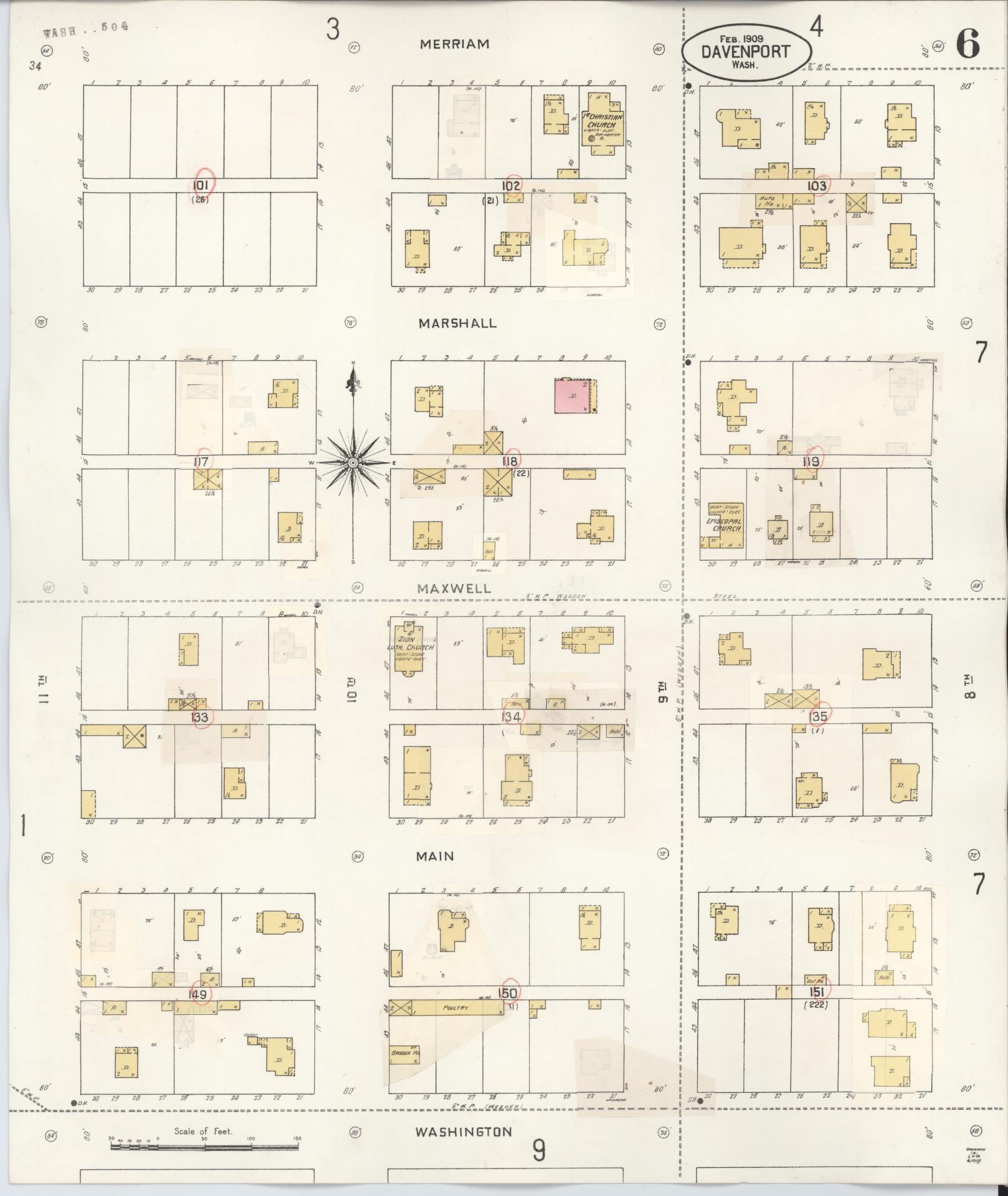Sanborn Fire Insurance Map from Davenport, Lincoln County, Washington (1930), Sheet #0006 - Complete Map Set gallery image, historic Sanborn map, vintage wall art, Washington Washington