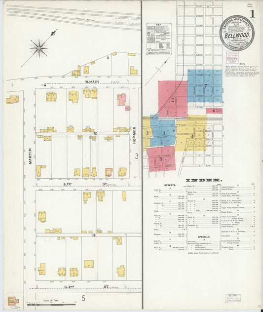Sanborn Fire Insurance Map from Bellwood, Blair County, Pennsylvania (1904), Sheet #0001 - Historic Sanborn Fire Insurance Map Print, vintage old map wall art, antique decor, genealogy gift, Pennsylvania Pennsylvania map
