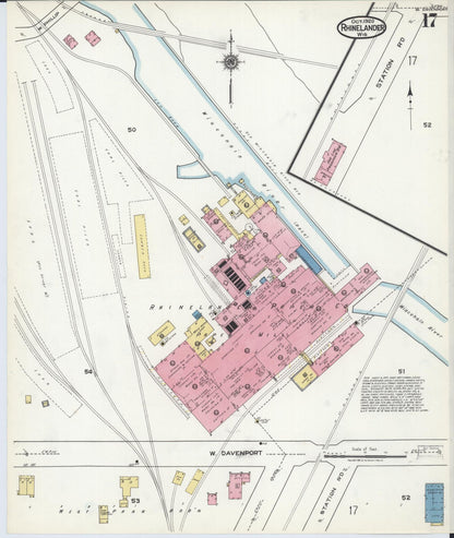 Sanborn Fire Insurance Map from Rhinelander, Oneida County, Wisconsin (1920), Sheet #0017 - Complete Map Set gallery image, historic Sanborn map, vintage wall art, Wisconsin Wisconsin