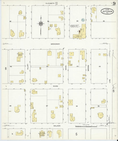 Sanborn Fire Insurance Map from Jefferson, Marion County, Texas (1911), Sheet #0009 - Historic Sanborn Fire Insurance Map Print, vintage old map wall art, antique decor, genealogy gift, Texas Texas map