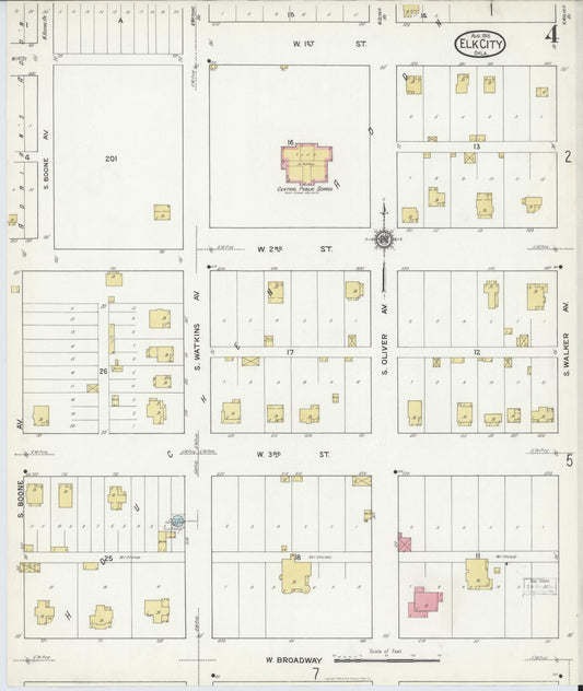 Sanborn Fire Insurance Map from Elk City, Beckham County, Oklahoma (1916), Sheet #0004 - Historic Sanborn Fire Insurance Map Print, vintage old map wall art, antique decor, genealogy gift, Oklahoma Oklahoma map