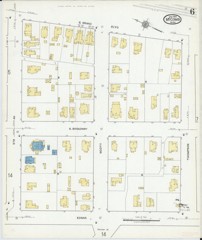 Sanborn Fire Insurance Map from McComb, Pike County, Mississippi (1918), Sheet #0006 - Complete Map Set gallery image, historic Sanborn map, vintage wall art, Mississippi Mississippi