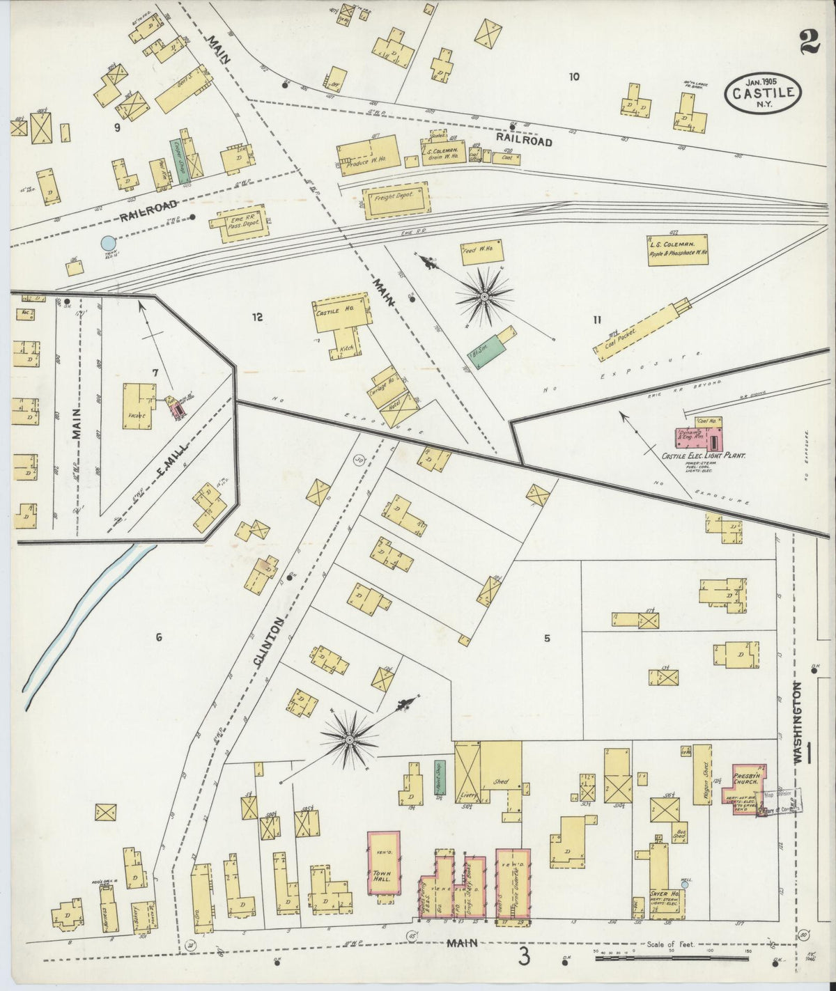Sanborn Fire Insurance Map from Castile, Wyoming County, New York (1905), Sheet #0002 - Complete Map Set gallery image, historic Sanborn map, vintage wall art, New York New York