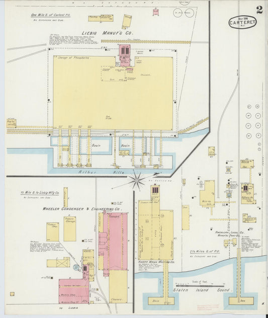 Sanborn Fire Insurance Map from Carteret, Middlesex County, New Jersey (1896), Sheet #0002 - Historic Sanborn Fire Insurance Map Print, vintage old map wall art, antique decor, genealogy gift, New Jersey New Jersey map