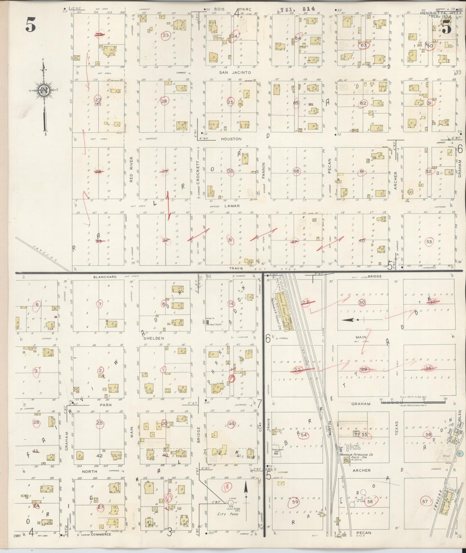 Sanborn Fire Insurance Map from Henrietta, Clay County, Texas (1944), Sheet #0005 - Complete Map Set gallery image, historic Sanborn map, vintage wall art, Texas Texas