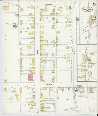 Sanborn Fire Insurance Map from Cumberland, Guernsey County, Ohio (1901), Sheet #0002 - Historic Sanborn Fire Insurance Map Print, vintage old map wall art, antique decor, genealogy gift, Ohio Ohio map