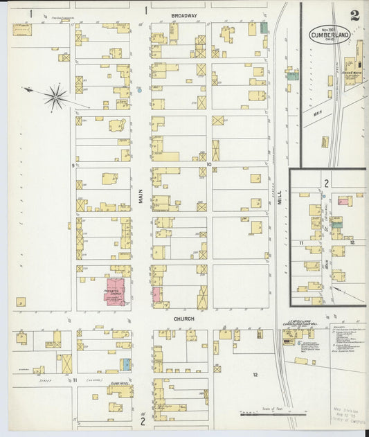 Sanborn Fire Insurance Map from Cumberland, Guernsey County, Ohio (1901), Sheet #0002 - Historic Sanborn Fire Insurance Map Print, vintage old map wall art, antique decor, genealogy gift, Ohio Ohio map