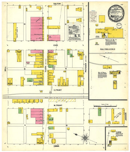 Sanborn Fire Insurance Map from Bartlett, Bell and Williamson Counties, Texas (1900), Sheet #0001 - Historic Sanborn Fire Insurance Map Print, vintage old map wall art, antique decor, genealogy gift, Texas Texas map