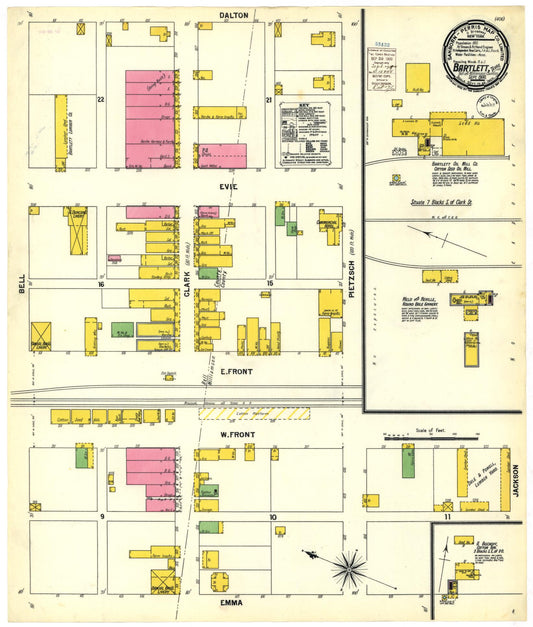 Sanborn Fire Insurance Map from Bartlett, Bell and Williamson Counties, Texas (1900), Sheet #0001 - Historic Sanborn Fire Insurance Map Print, vintage old map wall art, antique decor, genealogy gift, Texas Texas map
