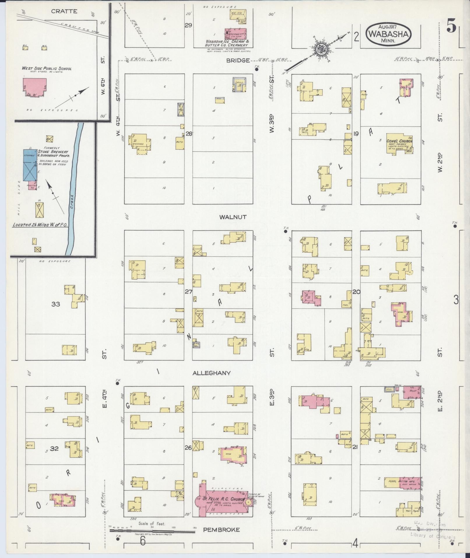Sanborn Fire Insurance Map from Wabasha, Wabasha County, Minnesota (1917), Sheet #0005 - Complete Map Set gallery image, historic Sanborn map, vintage wall art, Minnesota Minnesota