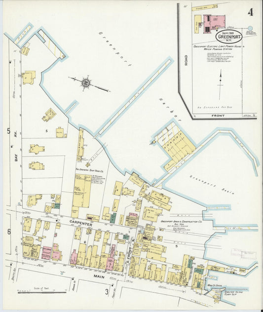 Sanborn Fire Insurance Map from Greenport, Suffolk County, New York (1909), Sheet #0004 - Historic Sanborn Fire Insurance Map Print, vintage old map wall art, antique decor, genealogy gift, New York New York map