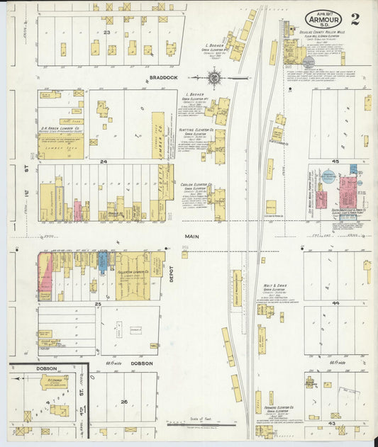 Sanborn Fire Insurance Map from Armour, Douglas County, South Dakota (1917), Sheet #0002 - Historic Sanborn Fire Insurance Map Print, vintage old map wall art, antique decor, genealogy gift, South Dakota South Dakota map