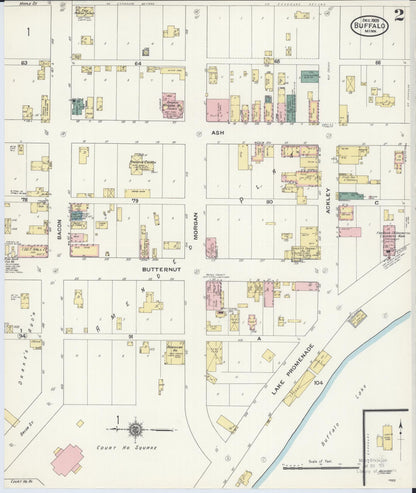 Sanborn Fire Insurance Map from Buffalo, Wright County, Minnesota (1909), Sheet #0002 - Historic Sanborn Fire Insurance Map Print, vintage old map wall art, antique decor, genealogy gift, Minnesota Minnesota map
