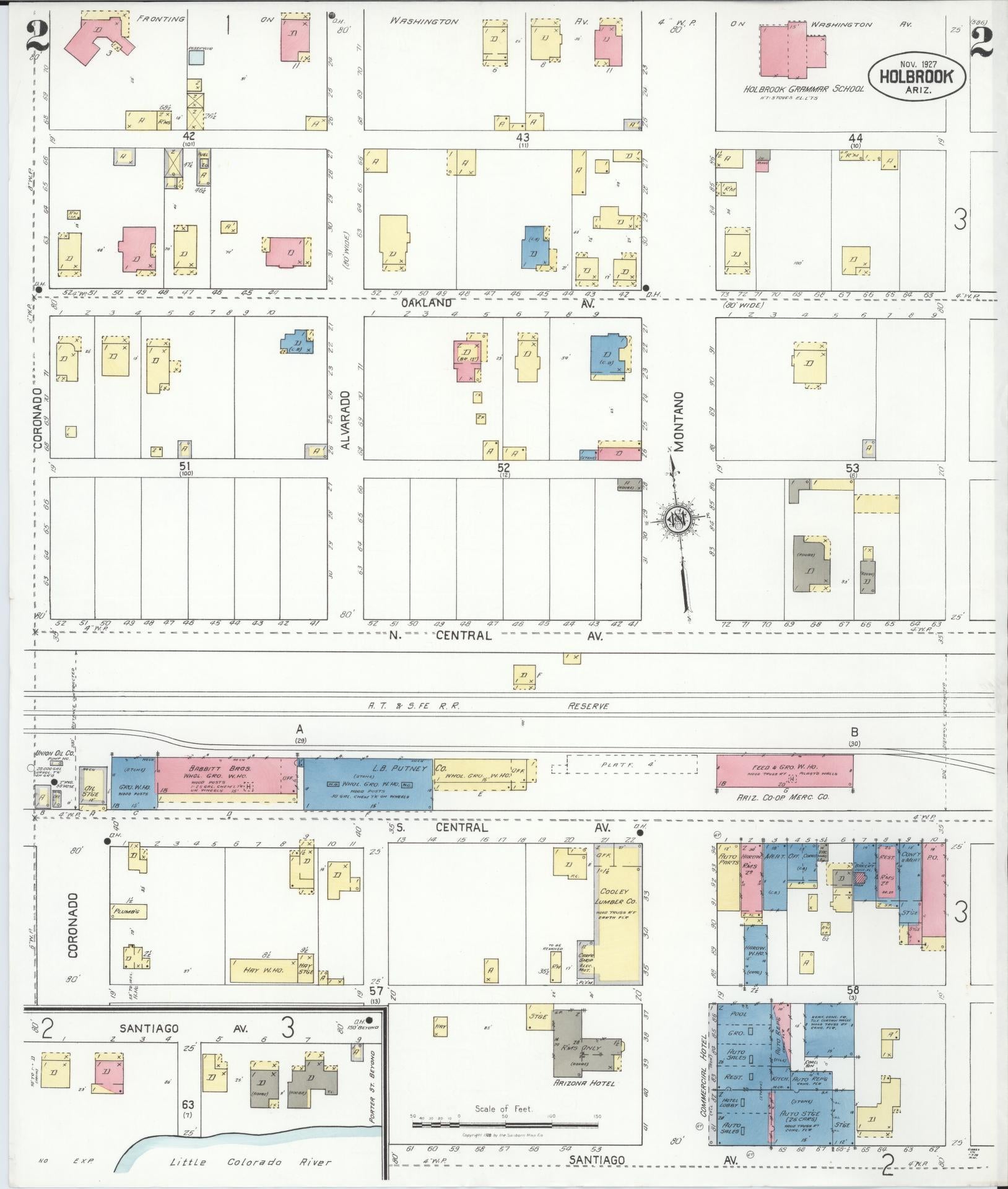 Sanborn Fire Insurance Map from Holbrook, Navajo County, Arizona (1927), Sheet #0002 - Complete Map Set gallery image, historic Sanborn map, vintage wall art, Arizona Arizona