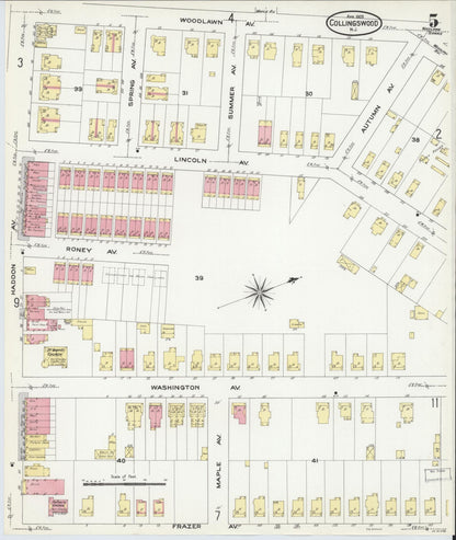 Sanborn Fire Insurance Map from Collingswood, Camden County, New Jersey (1909), Sheet #0005 - Complete Map Set gallery image, historic Sanborn map, vintage wall art, New Jersey New Jersey
