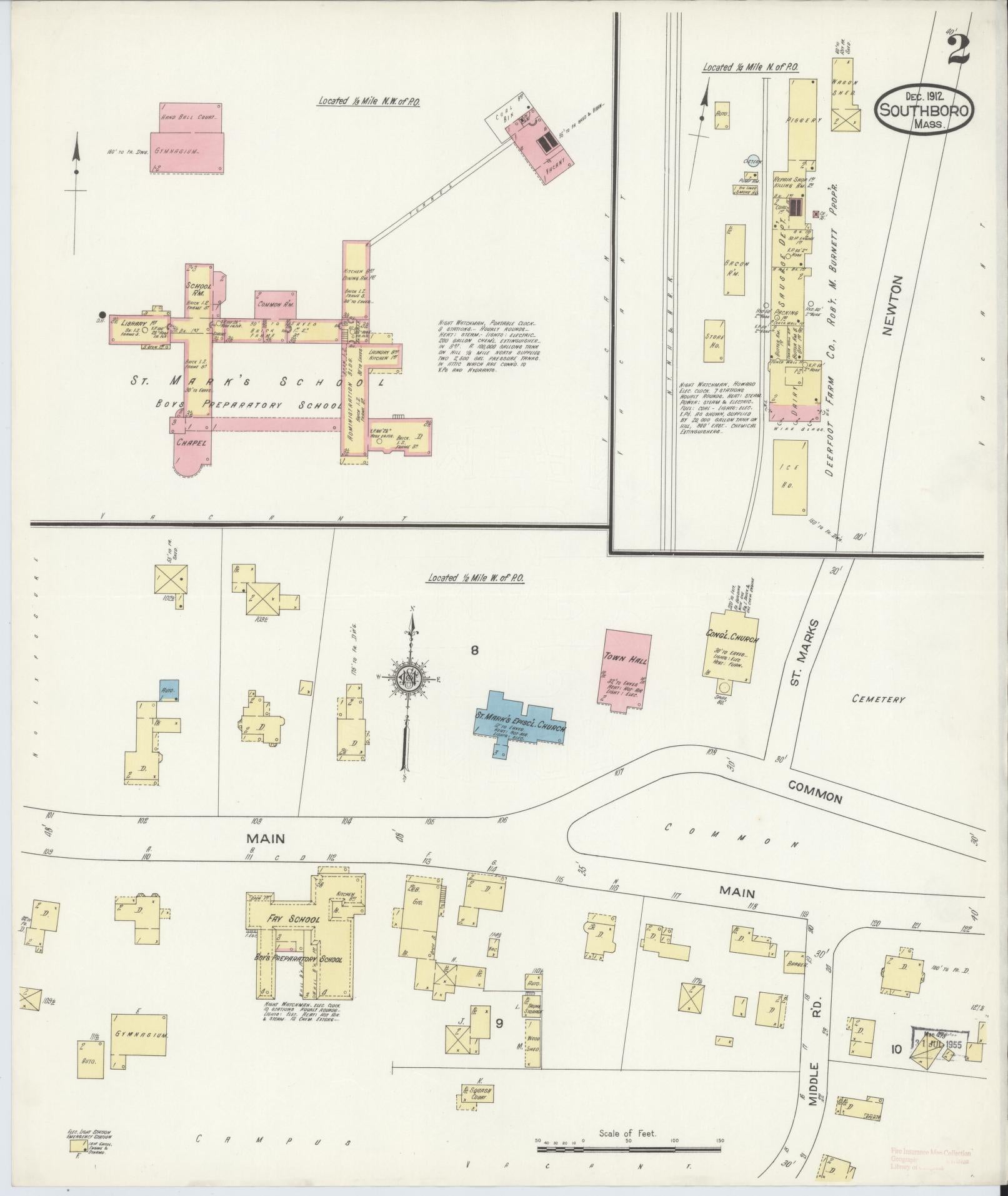 Sanborn Fire Insurance Map from Southboro, Worcester County, Massachusetts (1912), Sheet #0002 - Complete Map Set gallery image, historic Sanborn map, vintage wall art, Massachusetts Massachusetts