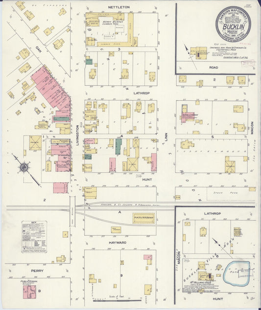 Sanborn Fire Insurance Map from Bucklin, Linn County, Missouri (1910), Sheet #0001 - Historic Sanborn Fire Insurance Map Print, vintage old map wall art, antique decor, genealogy gift, Missouri Missouri map