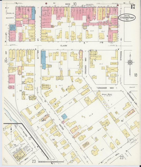 Sanborn Fire Insurance Map from Stevens Point, Portage County, Wisconsin (1912), Sheet #0017 - Historic Sanborn Fire Insurance Map Print, vintage old map wall art, antique decor, genealogy gift, Wisconsin Wisconsin map