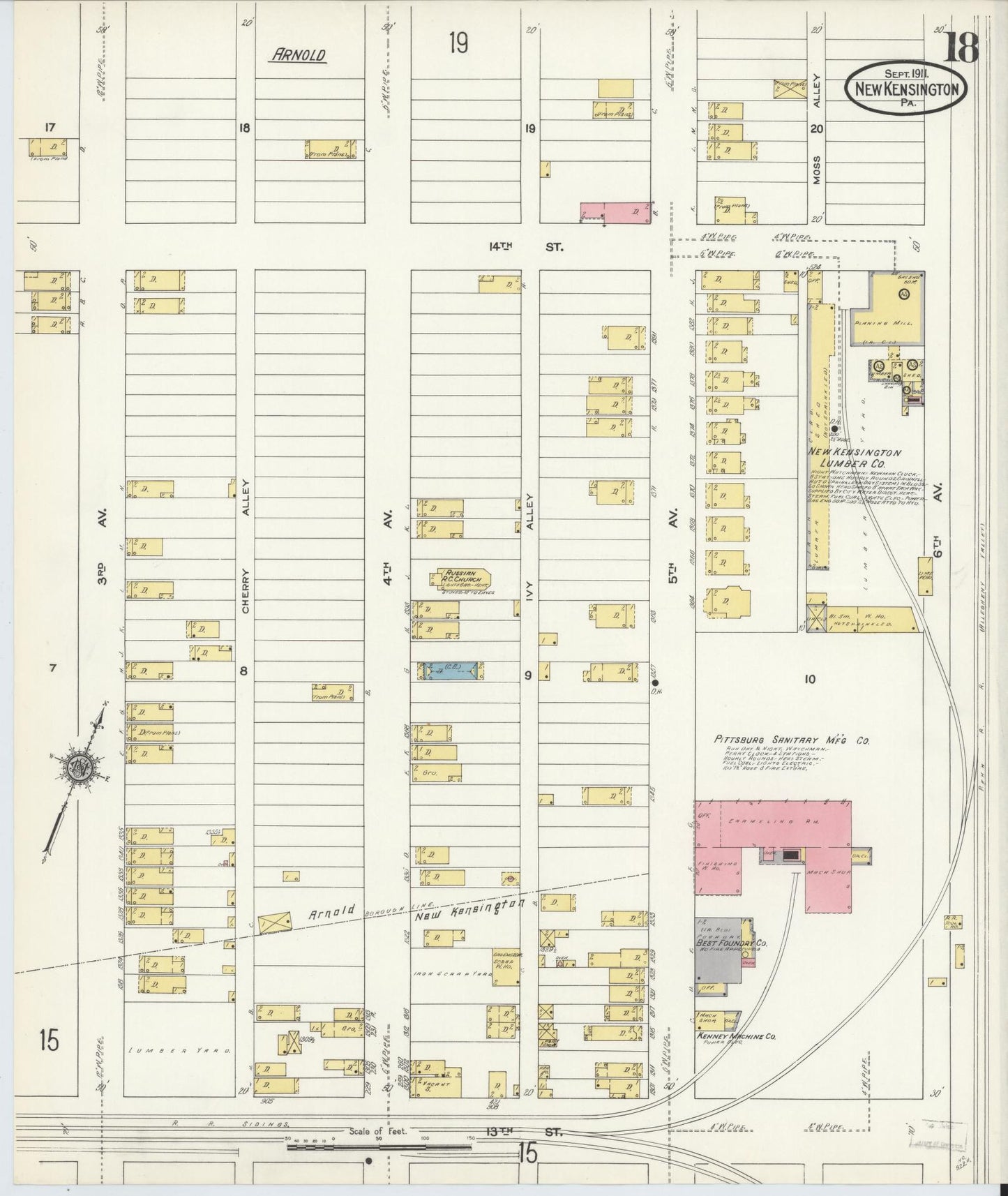 Sanborn Fire Insurance Map from New Kensington, Westmoreland County, Pennsylvania (1911), Sheet #0018 - Complete Map Set gallery image, historic Sanborn map, vintage wall art, Pennsylvania Pennsylvania