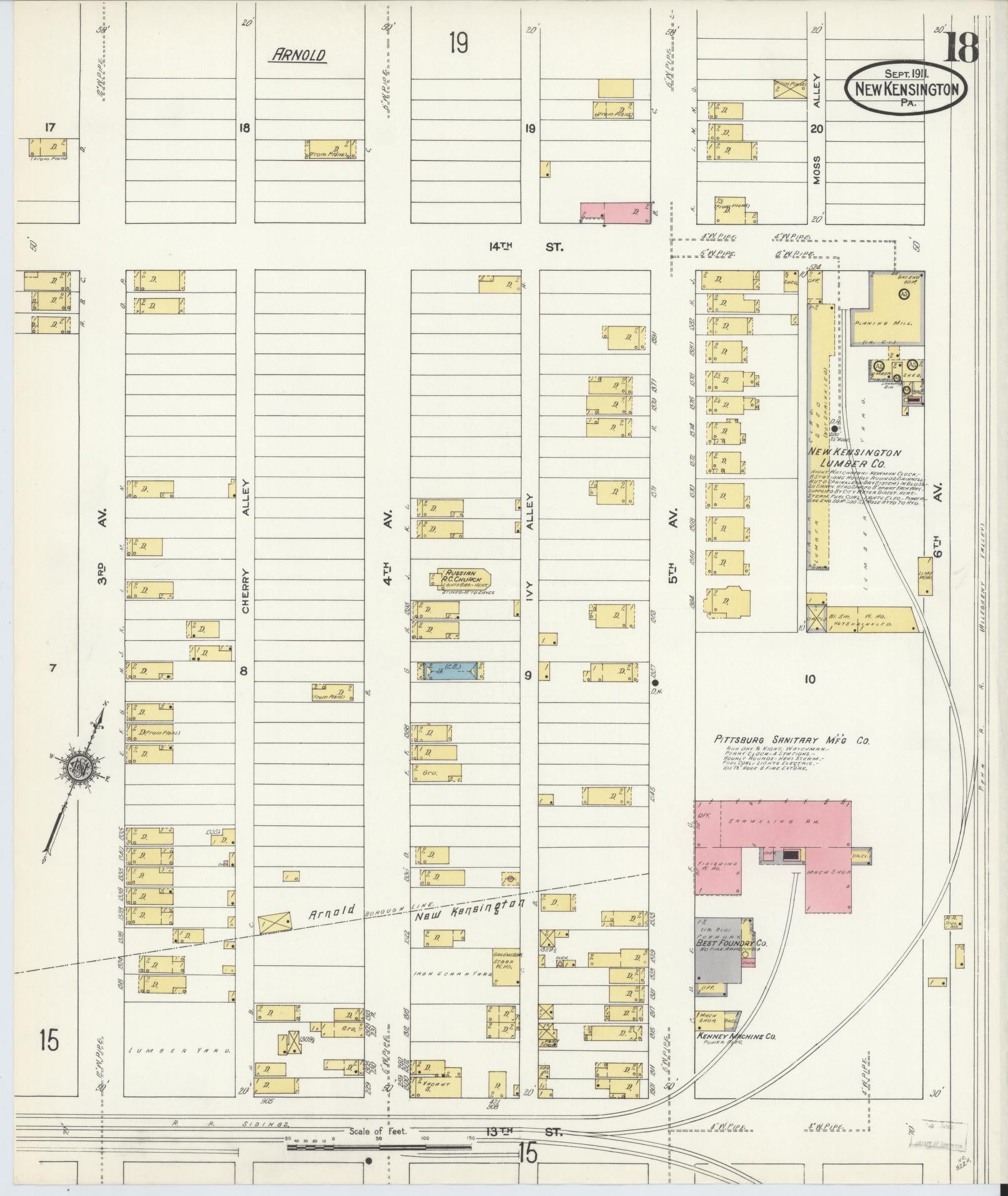 Sanborn Fire Insurance Map from New Kensington, Westmoreland County, Pennsylvania (1911), Sheet #0018 - Complete Map Set gallery image, historic Sanborn map, vintage wall art, Pennsylvania Pennsylvania