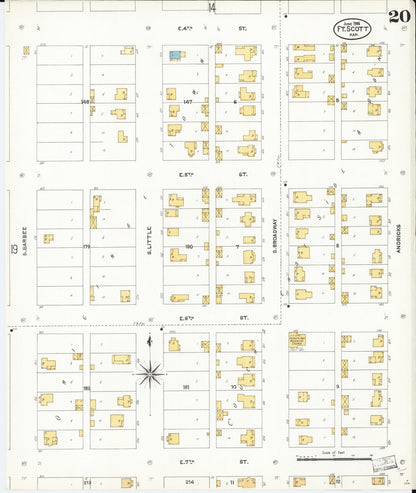 Sanborn Fire Insurance Map from Fort Scott, Bourbon County, Kansas (1906), Sheet #0020 - Complete Map Set gallery image, historic Sanborn map, vintage wall art, Kansas Kansas