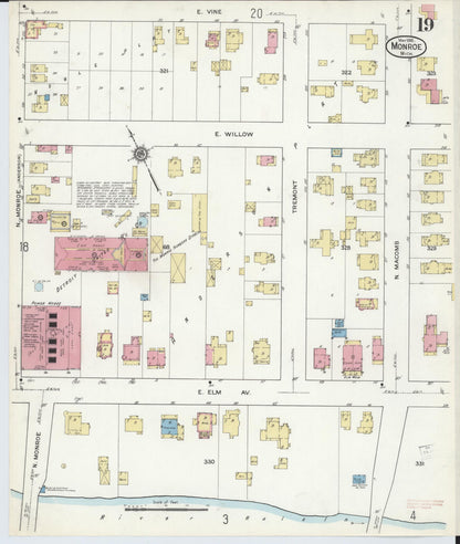 Sanborn Fire Insurance Map from Monroe, Monroe County, Michigan (1916), Sheet #0019 - Complete Map Set gallery image, historic Sanborn map, vintage wall art, Michigan Michigan