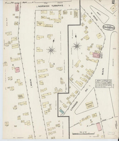 Sanborn Fire Insurance Map from Colchester, New London County, Connecticut (1884), Sheet #0002 - Complete Map Set gallery image, historic Sanborn map, vintage wall art, Connecticut Connecticut
