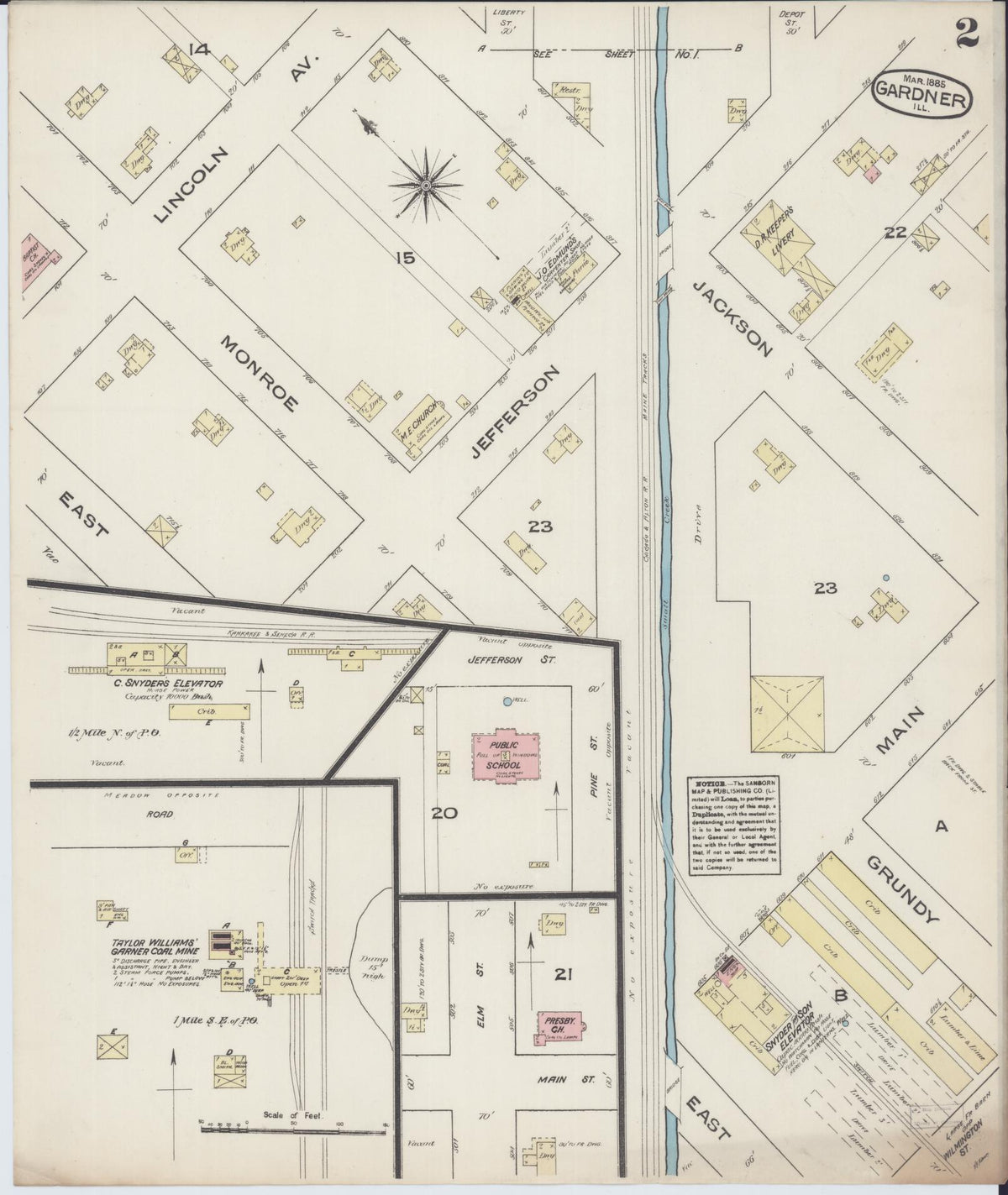 Sanborn Fire Insurance Map from Gardner, Grundy County, Illinois (1885), Sheet #0002 - Complete Map Set gallery image, historic Sanborn map, vintage wall art, Illinois Illinois