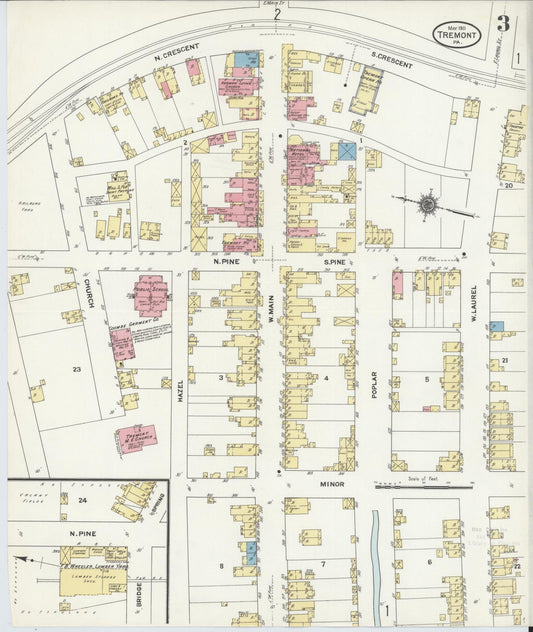 Sanborn Fire Insurance Map from Tremont, Schuylkill County, Pennsylvania (1911), Sheet #0003 - Historic Sanborn Fire Insurance Map Print, vintage old map wall art, antique decor, genealogy gift, Pennsylvania Pennsylvania map
