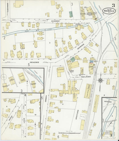 Sanborn Fire Insurance Map from New Berlin, Chenango County, New York (1910), Sheet #0003 - Complete Map Set gallery image, historic Sanborn map, vintage wall art, New York New York