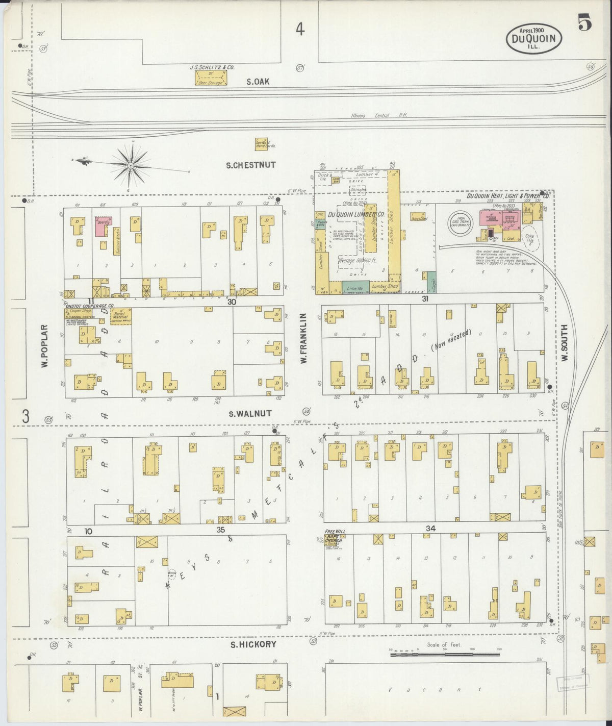 Sanborn Fire Insurance Map from Du Quoin, Perry County, Illinois (1900), Sheet #0005 - Complete Map Set gallery image, historic Sanborn map, vintage wall art, Illinois Illinois