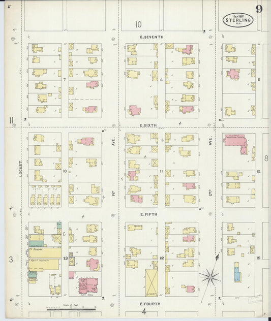 Sanborn Fire Insurance Map from Sterling, Whiteside County, Illinois (1897), Sheet #0009 - Historic Sanborn Fire Insurance Map Print, vintage old map wall art, antique decor, genealogy gift, Illinois Illinois map