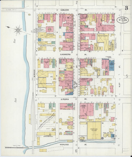 Sanborn Fire Insurance Map from Dixon, Lee County, Illinois (1902), Sheet #0003 - Historic Sanborn Fire Insurance Map Print, vintage old map wall art, antique decor, genealogy gift, Illinois Illinois map