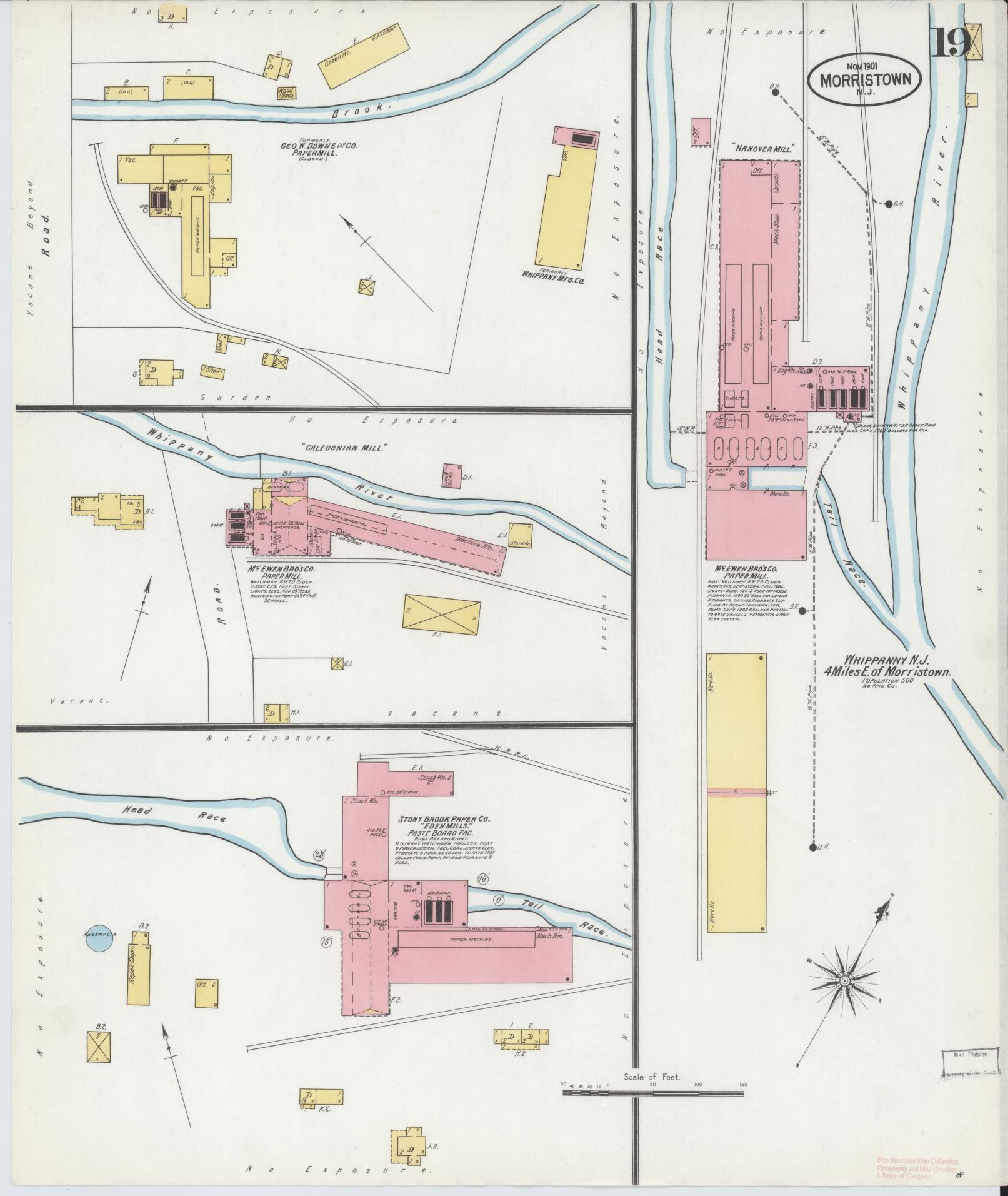 Sanborn Fire Insurance Map from Morristown, Morris County, New Jersey (1901), Sheet #0019 - Complete Map Set gallery image, historic Sanborn map, vintage wall art, New Jersey New Jersey